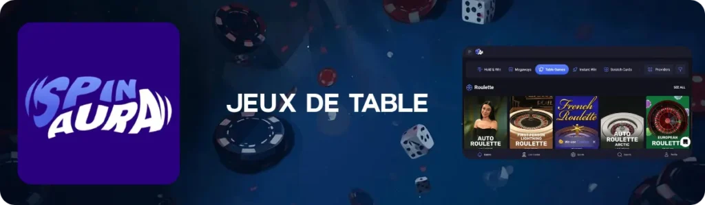 Jeux de table SpinAura Casino