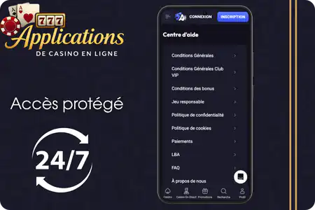 Casino en ligne application download Acces protege